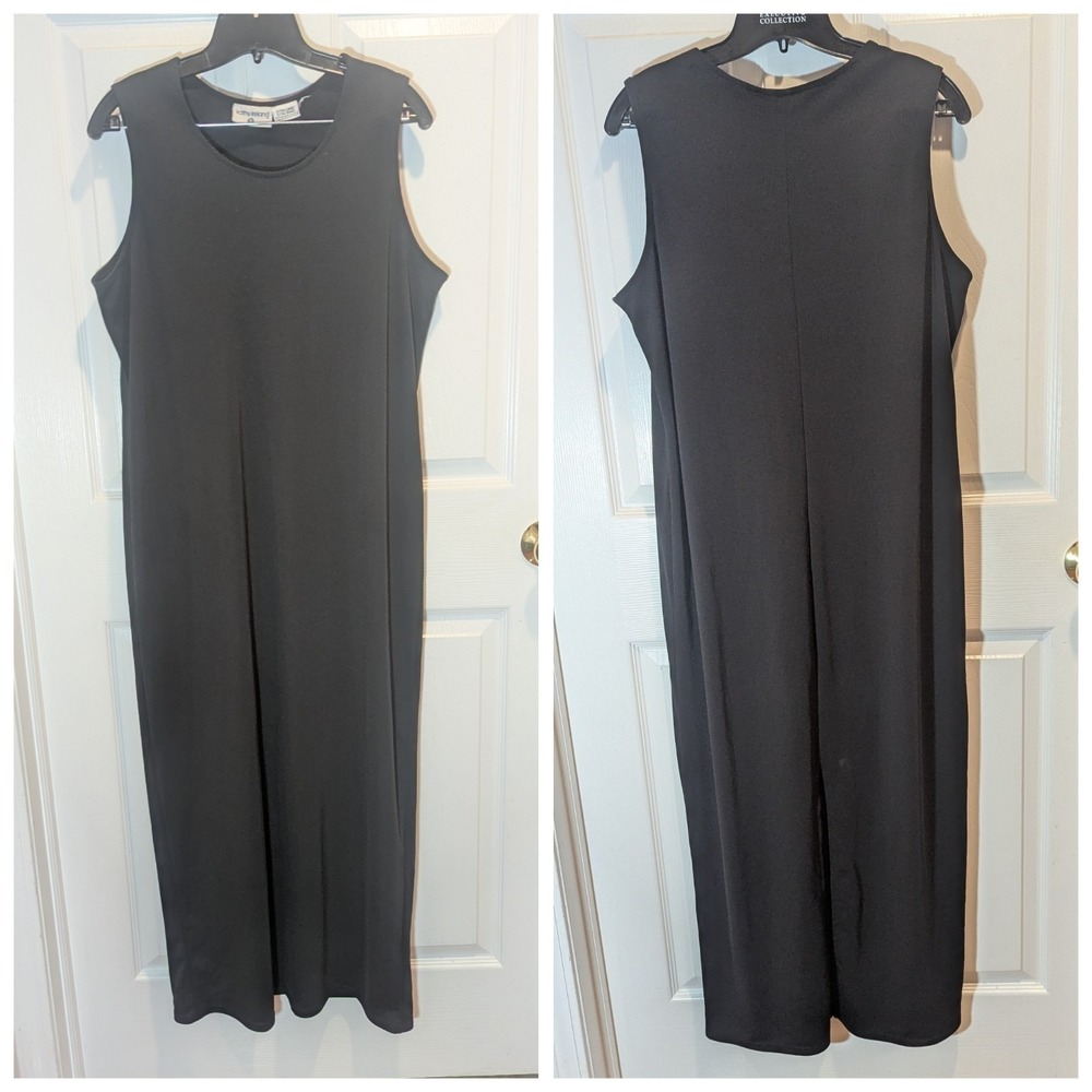 Minimalist Black Maxi Dress XL Kathy Ireland Sleeveless Column Quiet‎ Luxury